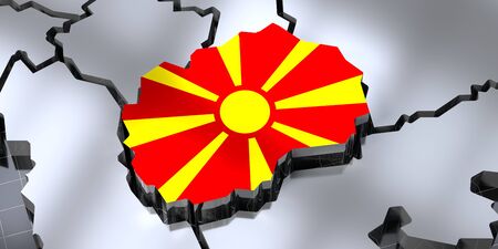 Macedonia - country borders and flag - 3D illustrationの写真素材