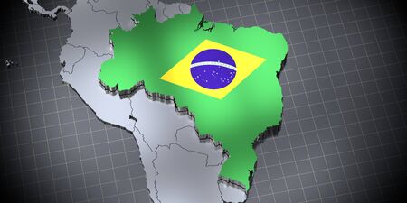 Brazil - borders and flag - 3D illustrationの写真素材