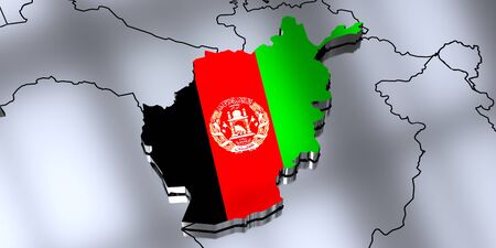 Afghanistan - borders and flag - 3D illustrationの写真素材