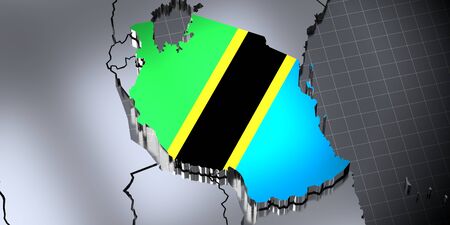Tanzania - borders and flag - 3D illustrationの写真素材