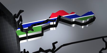 Gambia - borders and flag - 3D illustrationの写真素材