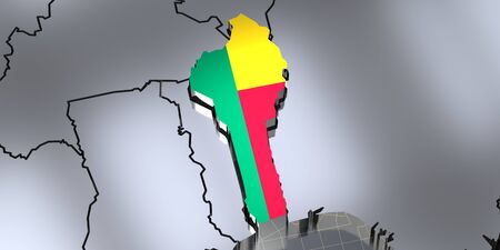 Benin - borders and flag - 3D illustrationの写真素材