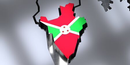 Burundi - borders and flag - 3D illustrationの写真素材