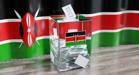 Kenya - ballot box - voting, election concept - 3D illustrationの写真素材