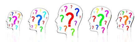 Head shapes, question marks - 3D illustration