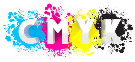 Typographical CMYK concept - cyan, magenta, yellow, black - 3D illustrationの写真素材