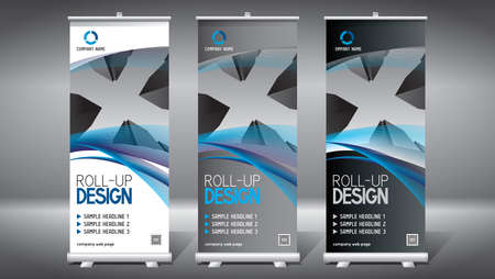 Roll-up template, design (85x200 cm) - modern office buildings, skyscrapers