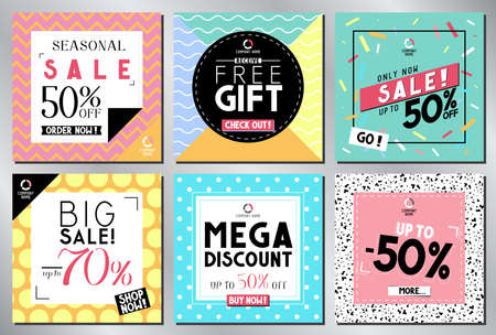 Social media advertisement - sale template - vector illustrationのイラスト素材