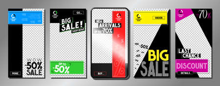 Social media advertisement - sale templates - vector illustration, 16:9 proportions