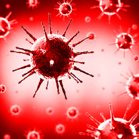 Coronavirus, Covid-19, SARS-CoV-2 virus cells - 3D illustration