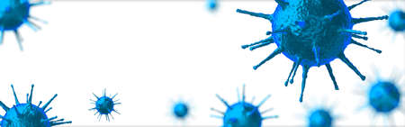 Coronavirus, Covid-19, SARS-CoV-2 virus cells - 3D illustrationの写真素材