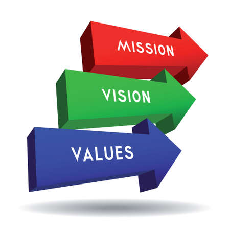 Mission, vision, values concept - arrows graphics - vector illustrationのイラスト素材