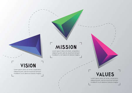 Mission, vision, values concept - geometrical graphics - vector illustrationのイラスト素材
