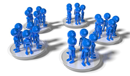 Group of cartoon characters - social networking concept - 3D illustrationの写真素材