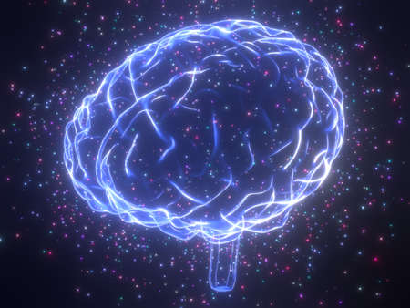 Human brain isolated on black background - 3D illustration