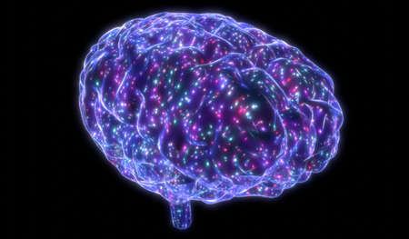 Human brain isolated on black background - 3D illustration