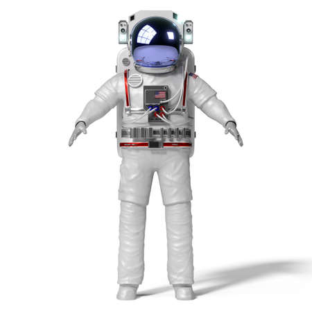 Astronaut isolated on white background - 3D illustrationの写真素材