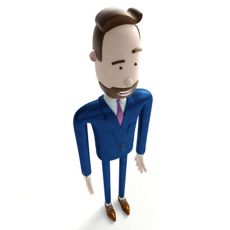 Handsome cartoon businessman isolated on white background - 3D illustrationの写真素材