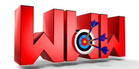 WWW concept - dartboard with arrows, white background - 3D illustrationの写真素材
