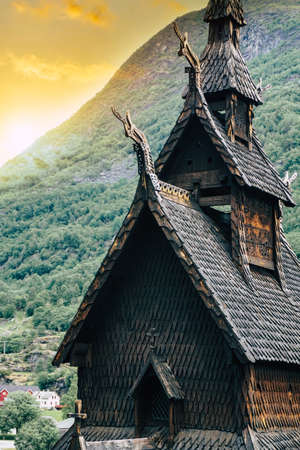 June 13th 2016, Norway, Borgund - Stave Church - famous landmark and example of unique medieval architecture in Scandinavia.のeditorial素材