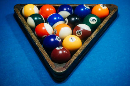 Pool game - balls and triangle on a table