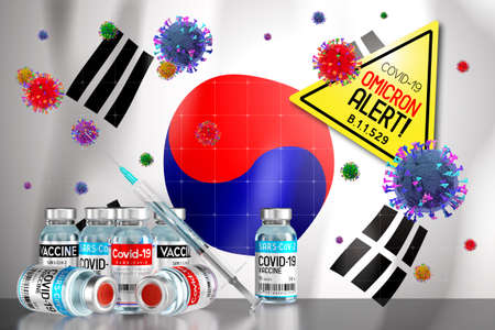 Covid-19 Omicron B.1.1.529 variant alert, vaccination programme in South Korea - 3D illustrationの写真素材