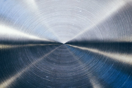 Brushed, circular metal texture - backgroundの写真素材