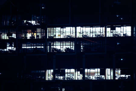 Office building with glass facade - night photograph