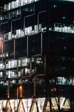 Office building with glass facade - night photograph