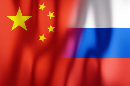 Flags of China and Russia - 3D illustrationの写真素材