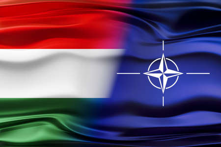 Hungary and NATO flags - 3D illustrationのeditorial素材
