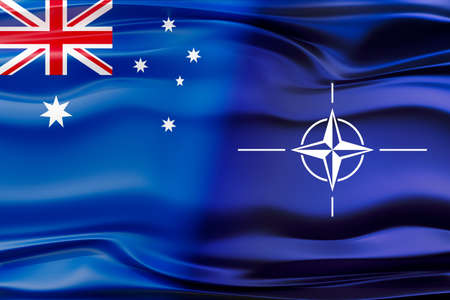 Australia and NATO flags - 3D illustrationのeditorial素材