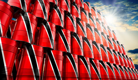 Oil barrels with flag of Trinidad and Tobago - 3D illustrationの写真素材