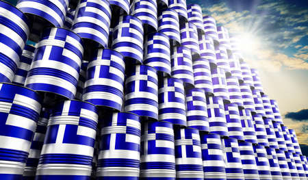 Oil barrels with flag of Greece - 3D illustrationの写真素材