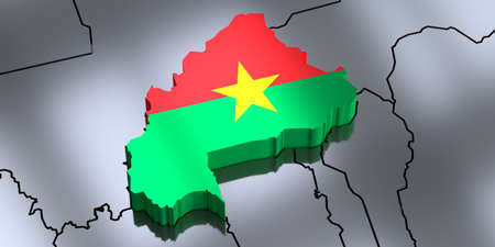 Burkina Faso - borders and flag - 3D illustrationの写真素材