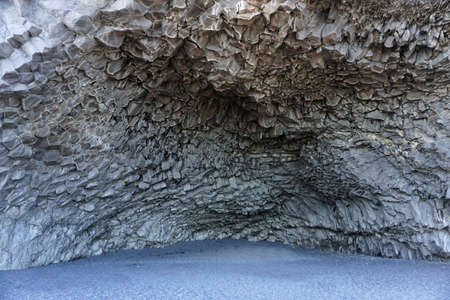 Basalt rocks at Reynisfjara Black Beach in Icelandの写真素材