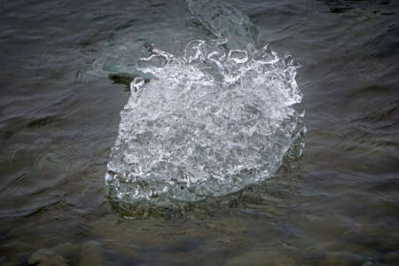 Block of ice melting in water