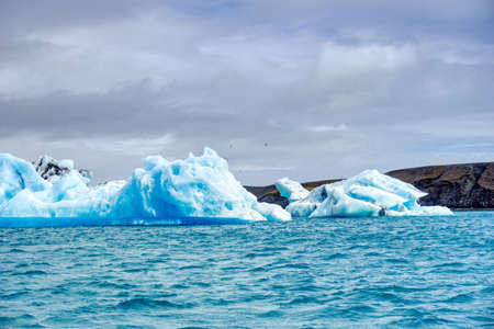 Ice floes at Jokulsarlon glacial lagoon in Iceland - most famoust tourist attraction