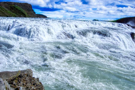 Gulfoss waterfall located in canyon on Hvita river, Iceland - hdr photographの写真素材
