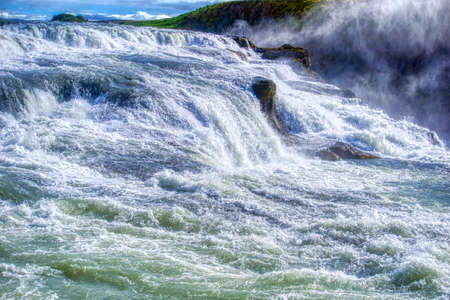 Gulfoss waterfall located in canyon on Hvita river, Iceland - hdr photographの写真素材