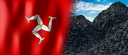 Isle of Man - country flag and pile of coal - 3D illustrationの写真素材
