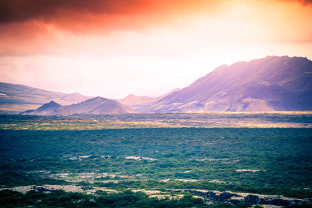Mountains in Iceland, Sudurland region - HDR photographの写真素材