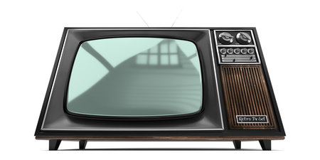 Vintage, retro television set isolated on white background - 3D illustrationの写真素材