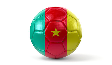 Soccer ball with national flag of Cameroon - 3D illustrationの写真素材