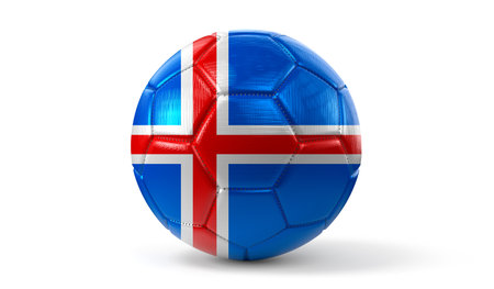 Iceland - national flag on soccer ball - 3D illustrationの写真素材