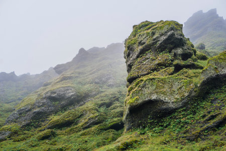Rocks and Raudfeldsgja Gorge on Snaefellsnes Peninsula in Icelandの写真素材