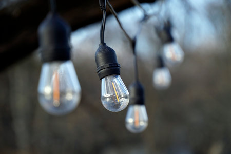 Light bulbs decoration with selective focus - bokeh effect
