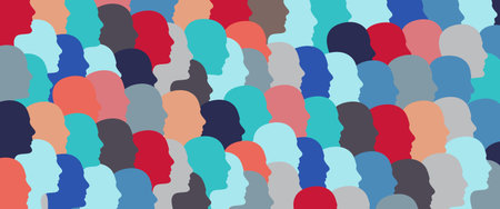 Colorful geometrical head shapes - diversity concept - vector illustrationのイラスト素材