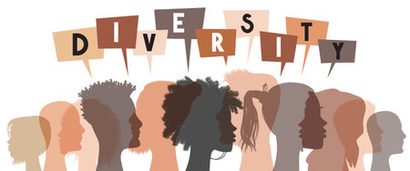 People of different appearance and speech bubbles - diversity concept - vector illustrationのイラスト素材