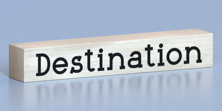 Destination - word on wooden block - 3D illustrationの写真素材